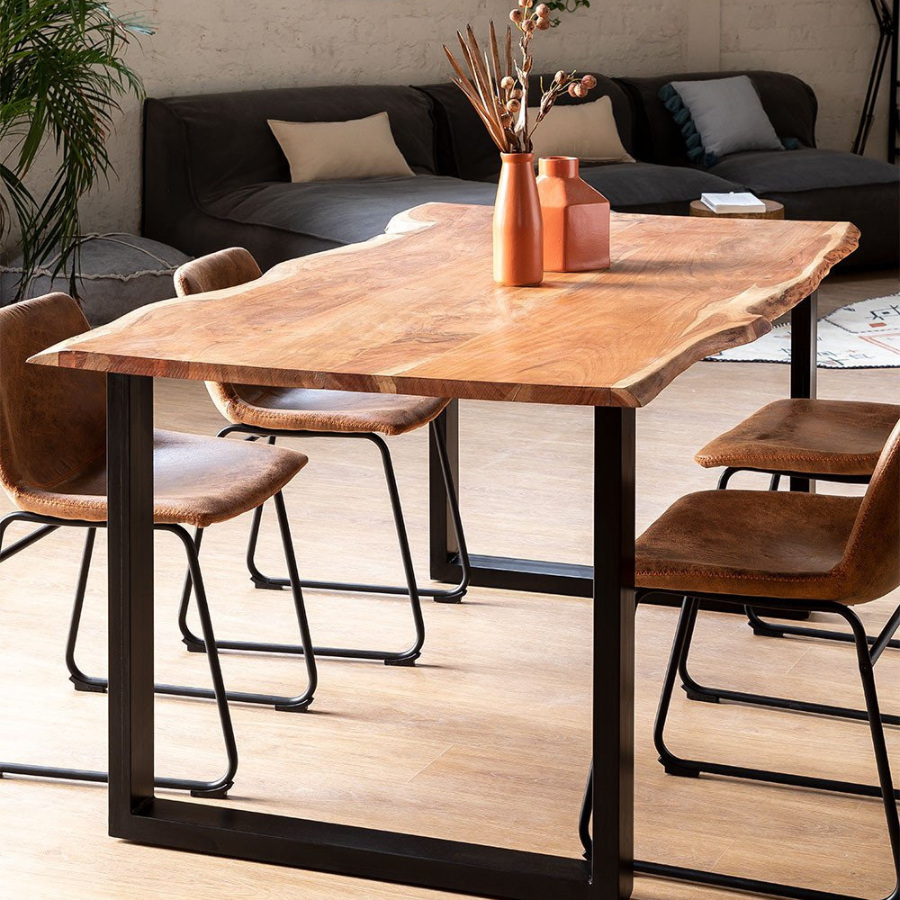 Rectangular Liveedge Dining Table in Recycled Wood