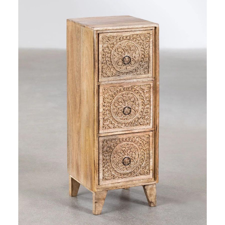 Hand Carved Natural Chest of Drawer - NikTan Export