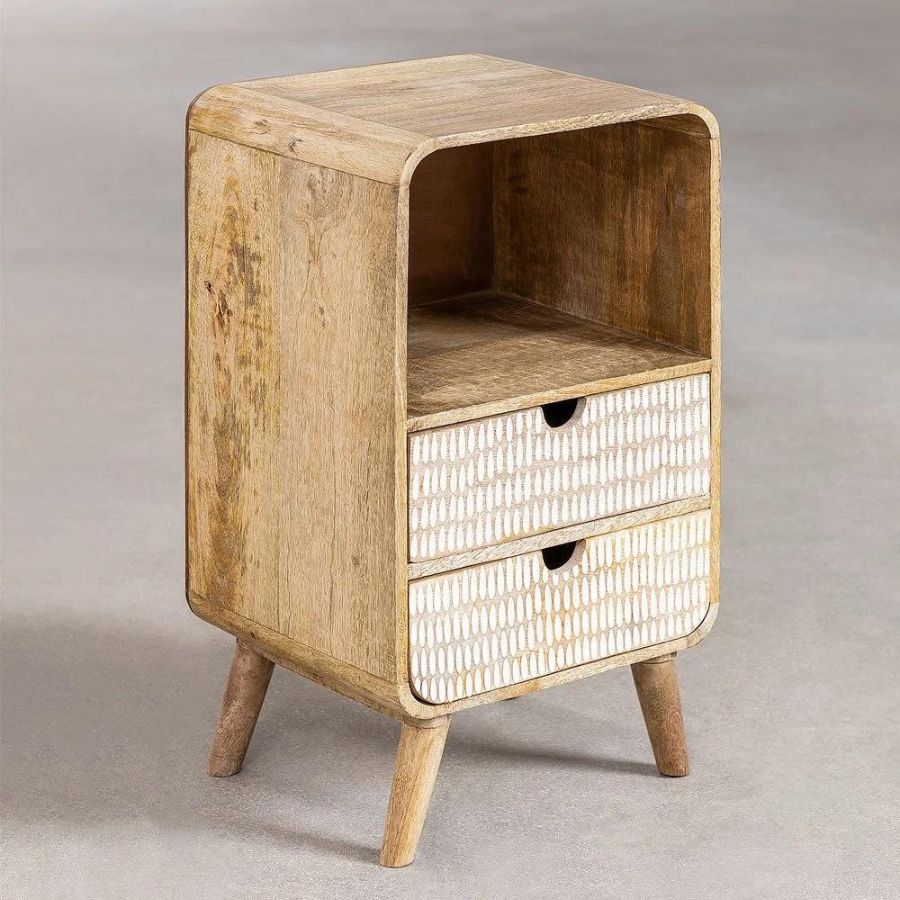 Solid Wood Bedside Table with Storage