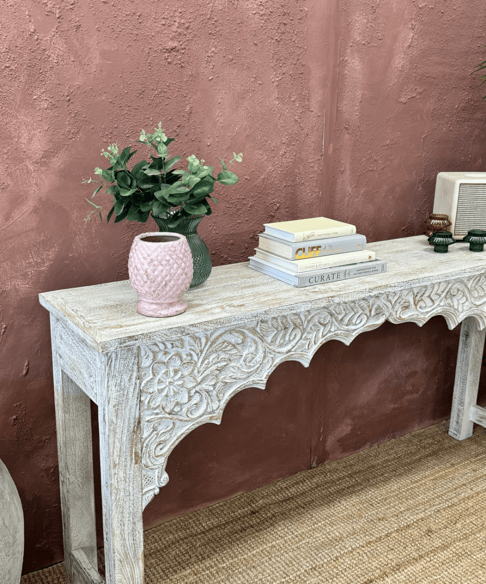 Niktan Export Hand Carved Mango Solid Wood Console Table - NikTan Export