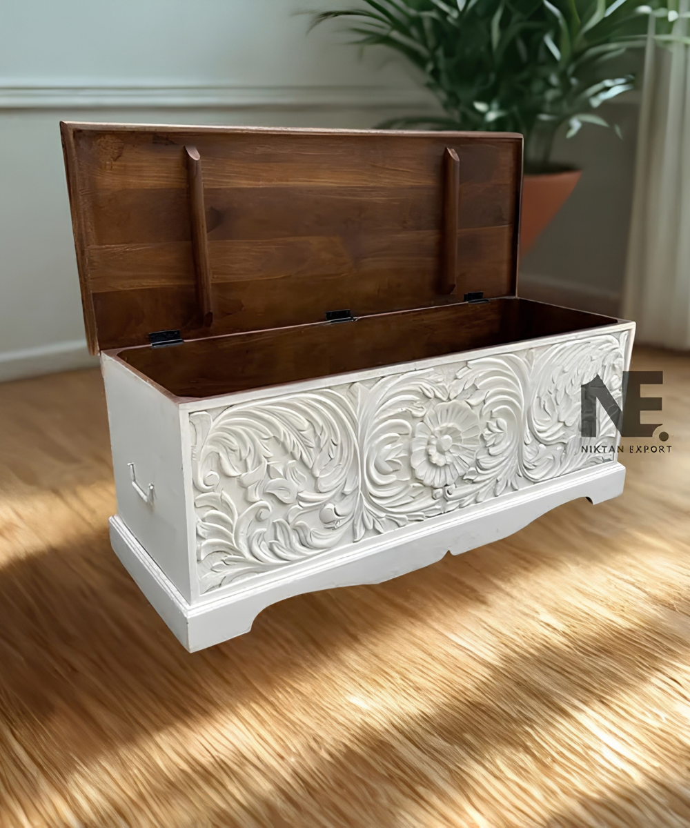 Rustic mango wood bench with round table