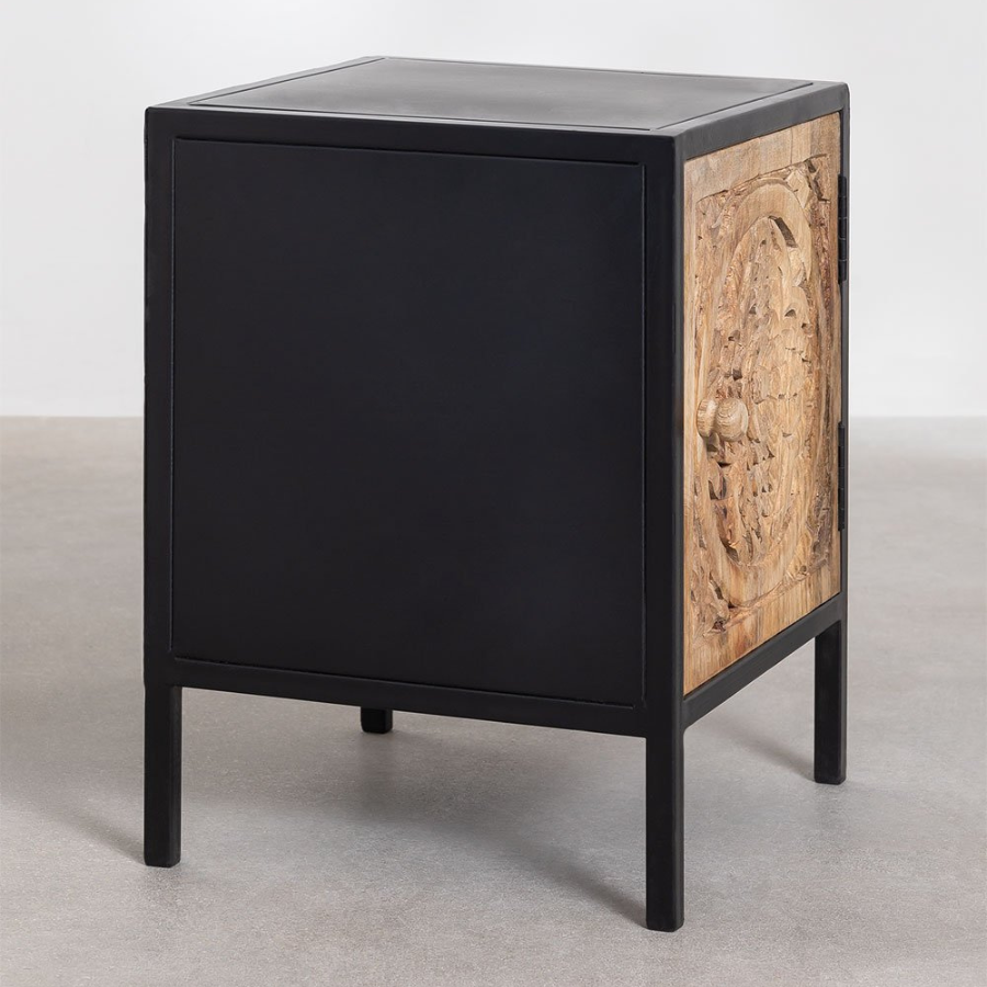 Handcarving Wood Bedside Table - NikTan Export