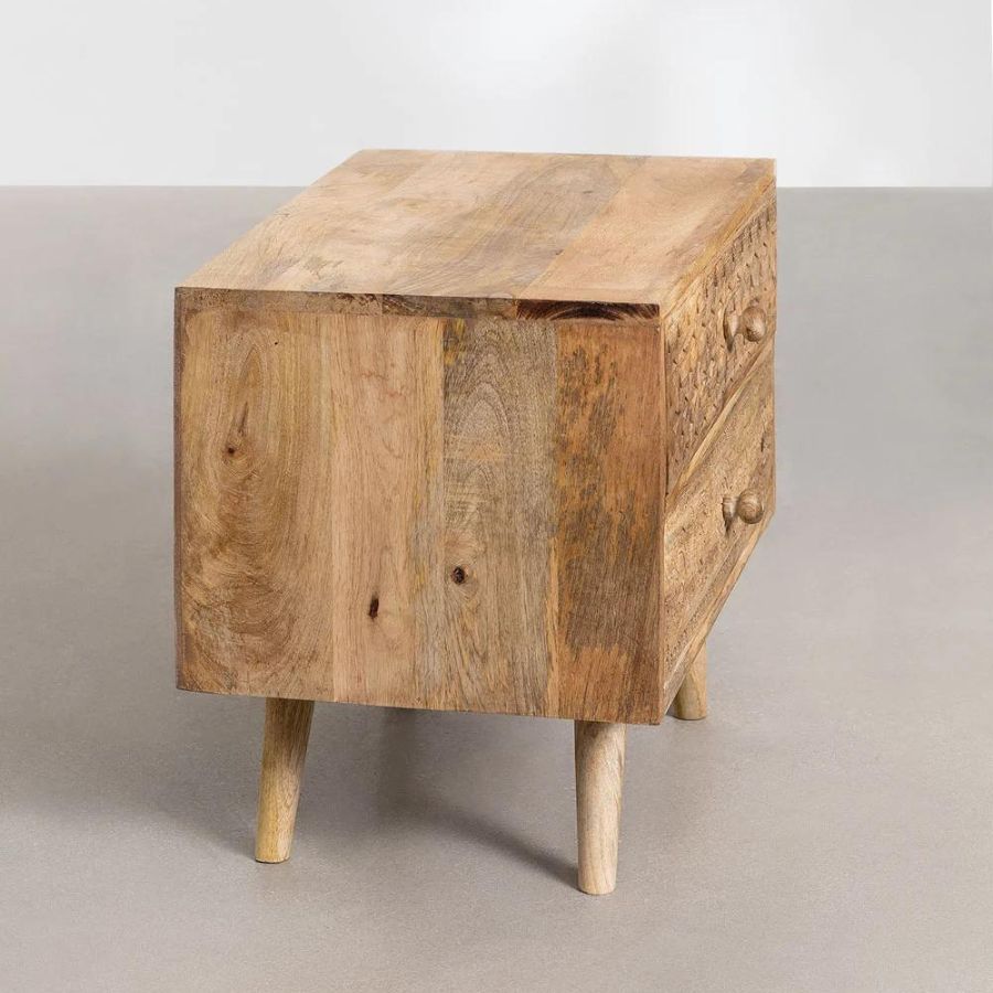 Hand Carved Bedside Table / Nightstand - NikTan Export