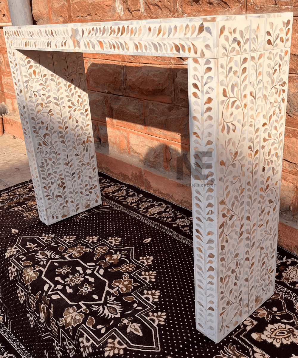 Side angle of table showcasing elegant shape