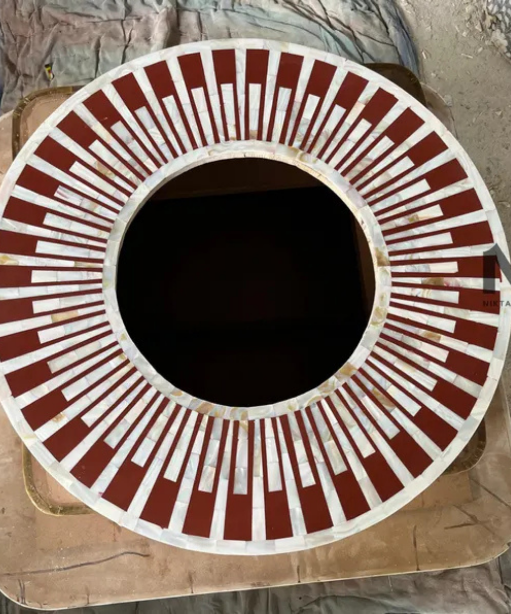 Decorative mother of pearl wall mirror