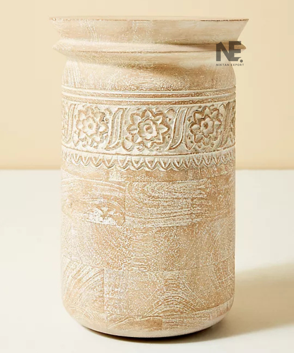 Cream accent table with rounded decorative top
