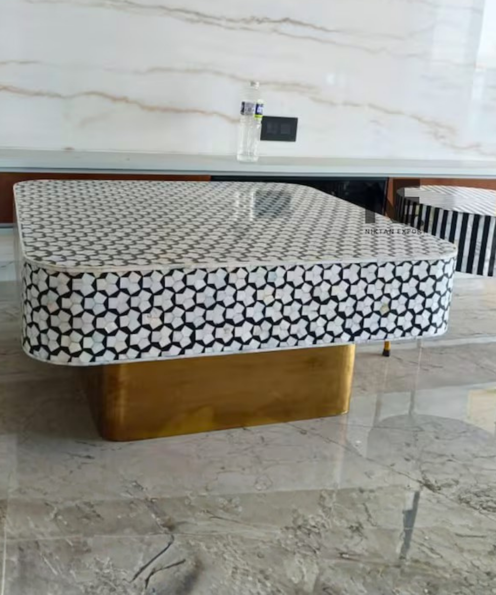 Mother of pearl square coffee table