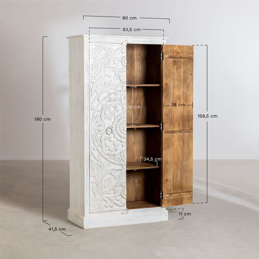 Hand Carved Solid Wood Wardrobe - NikTan Export