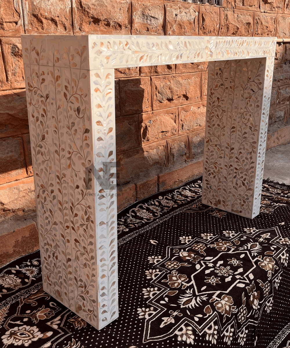 Side angle of table showcasing elegant shape