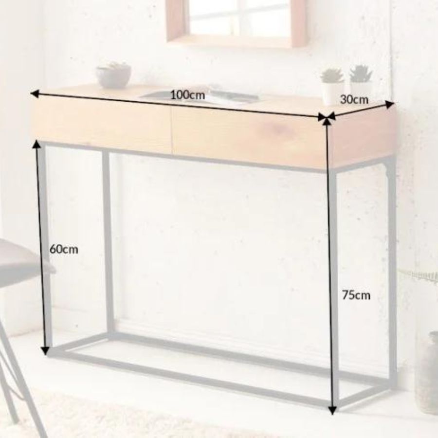 Solid wood industrial console table