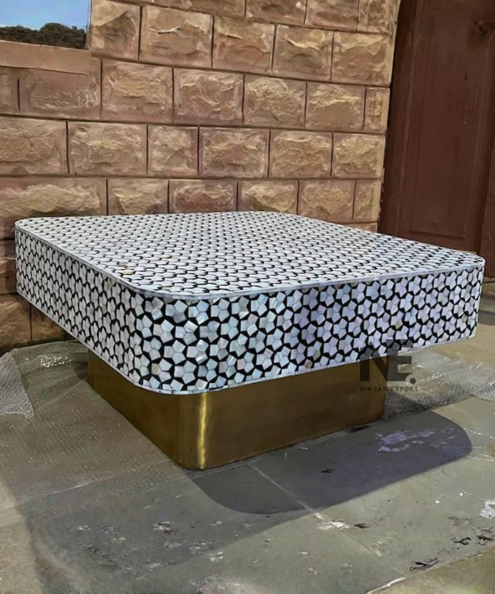 Natural shell inlay square coffee table