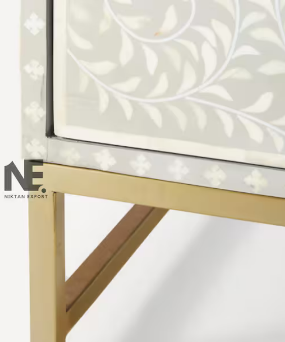Natural bone inlay three drawer chest