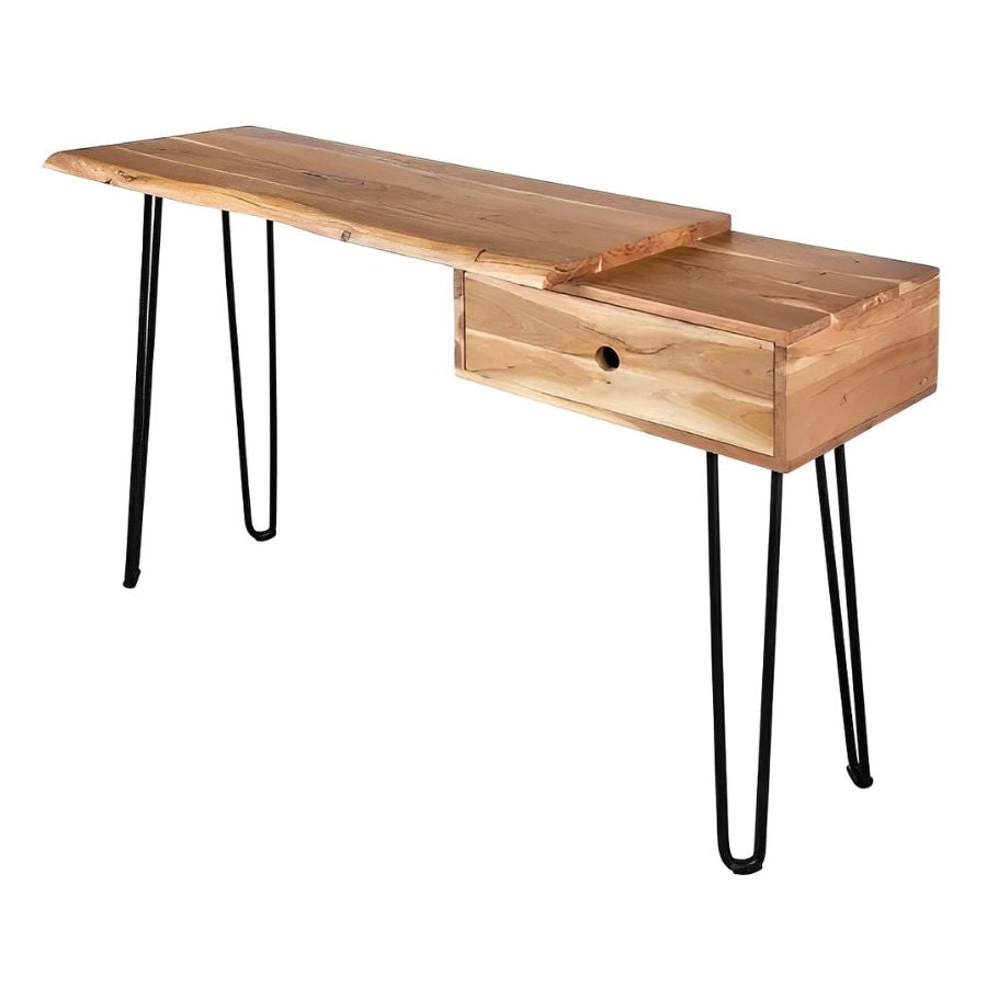 Solid Console Table 120cm Acacia With Drawer Hairpin Legs