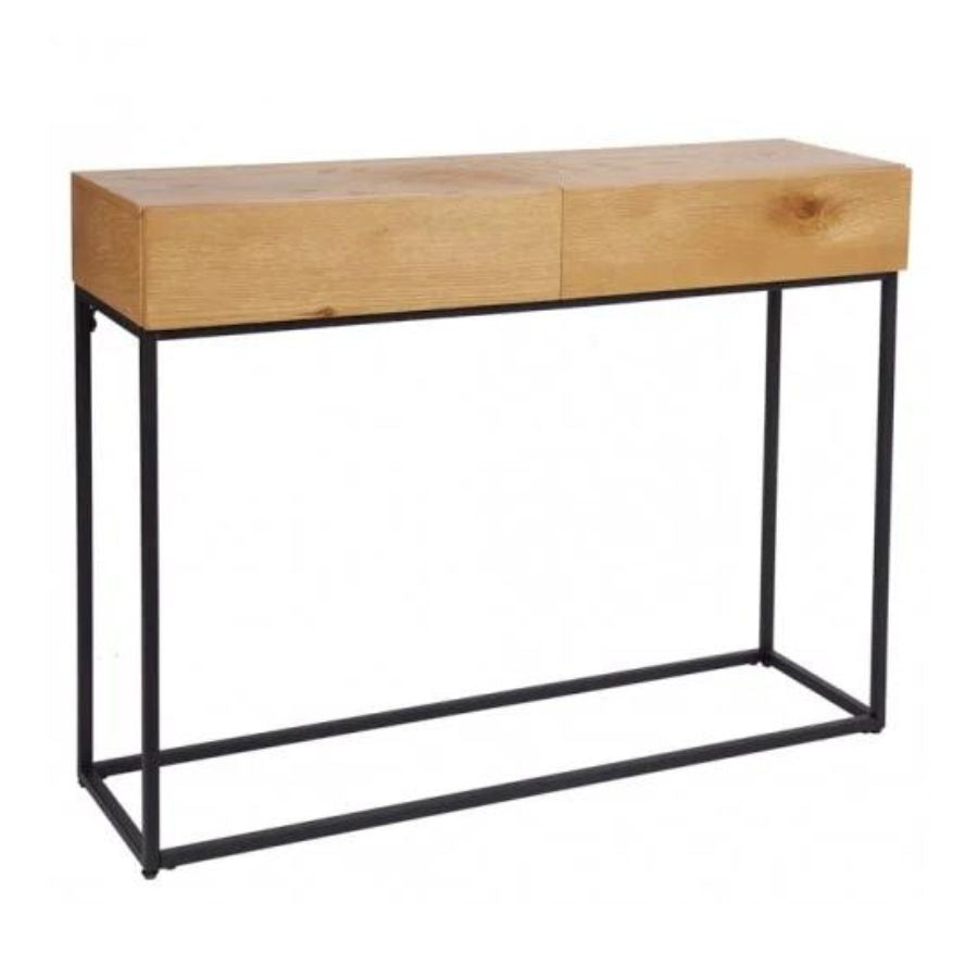 Solid wood industrial console table