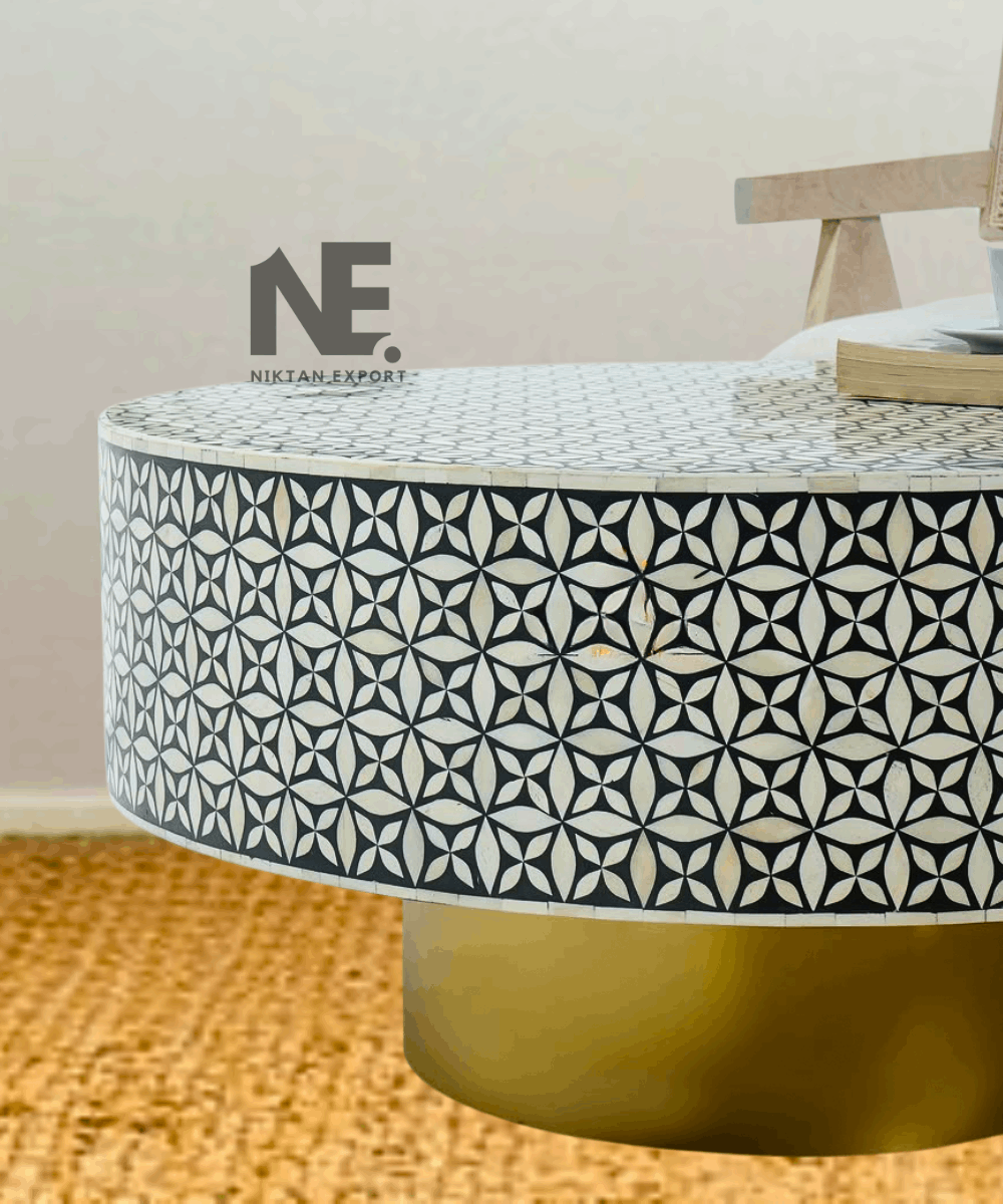 Black & White Geometric Inlay Pattern