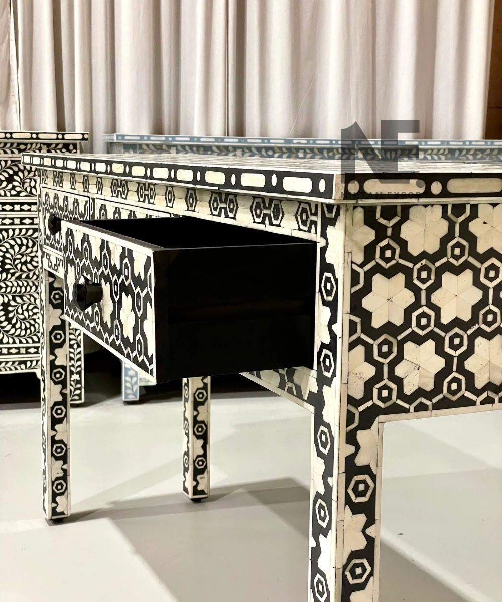 Black and ivory decorative inlay furniture