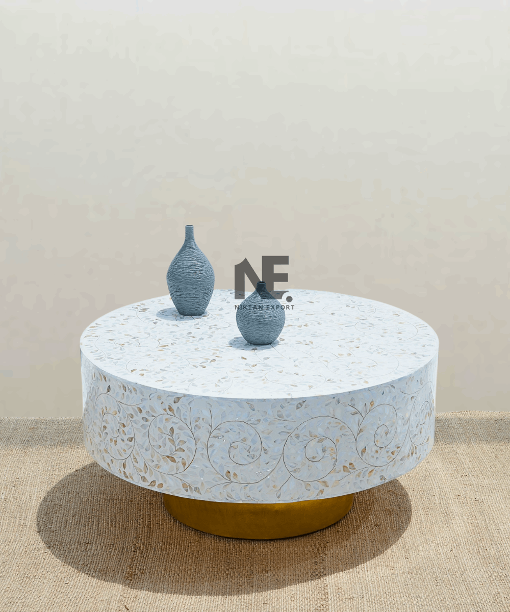 Mother of Pearl Floral Inlay on Coffee Table