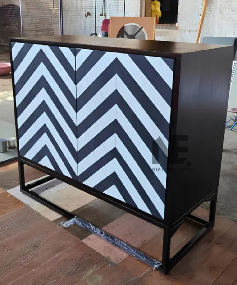 Bone inlay sideboard with three drawers