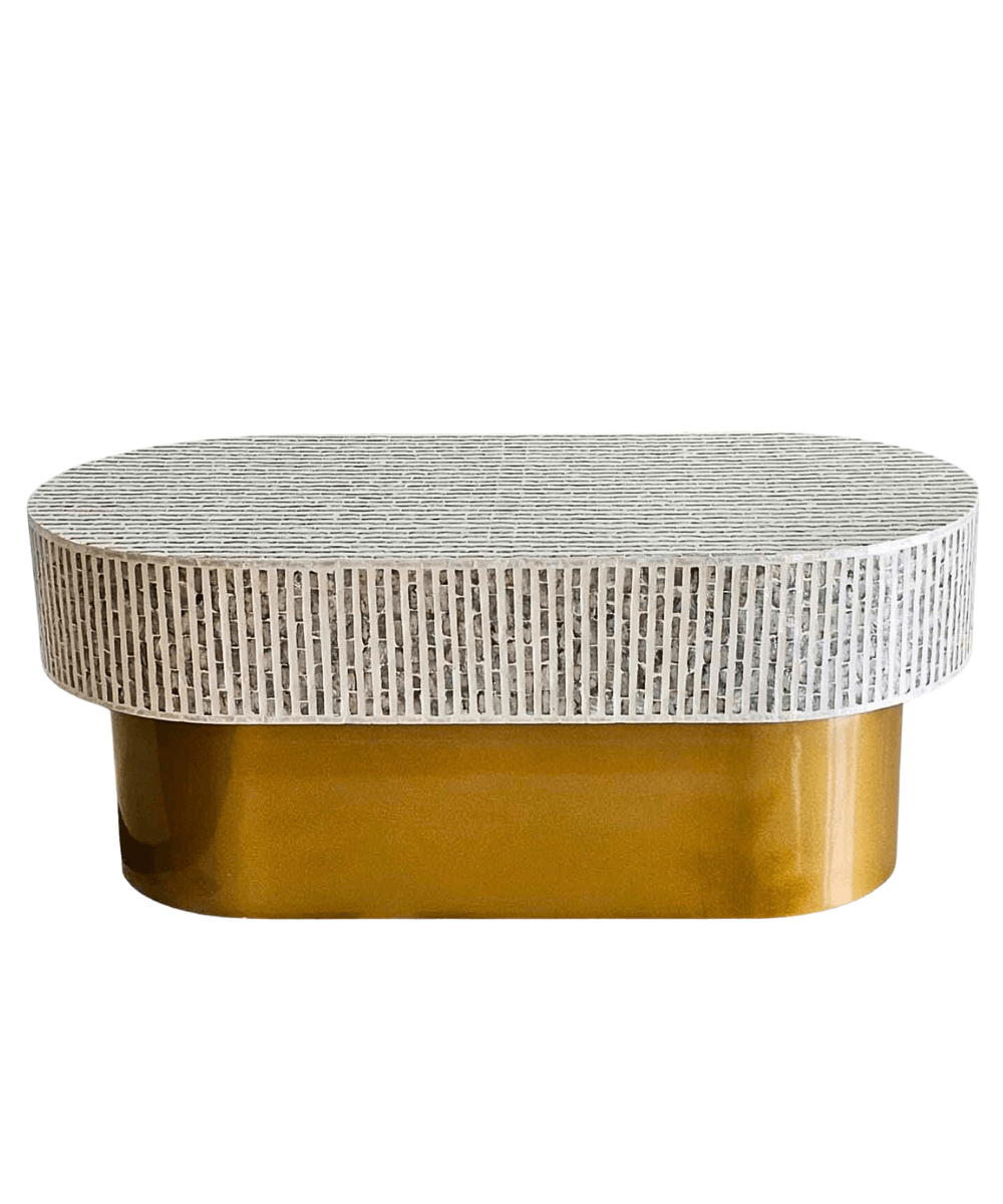 Niktan Export Mother of Pearl Oval Coffee Table Striped - NikTan Export