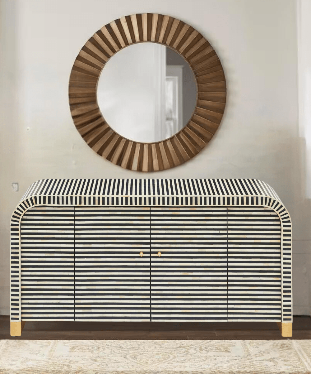 Niktan Export Hugo Bone Inlay Furniture Sideboard Black - NikTan Export