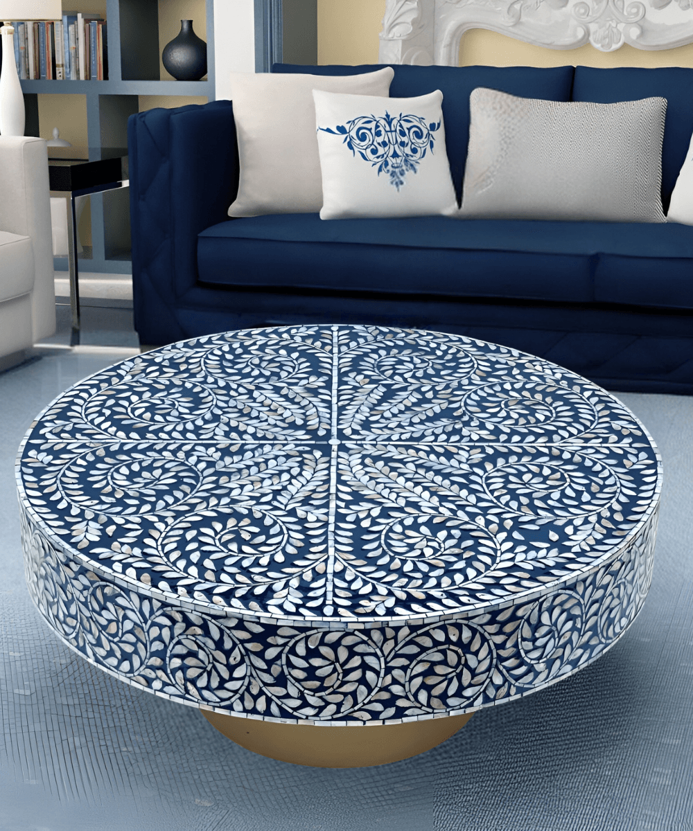 Top view of table with mother of pearl pattern