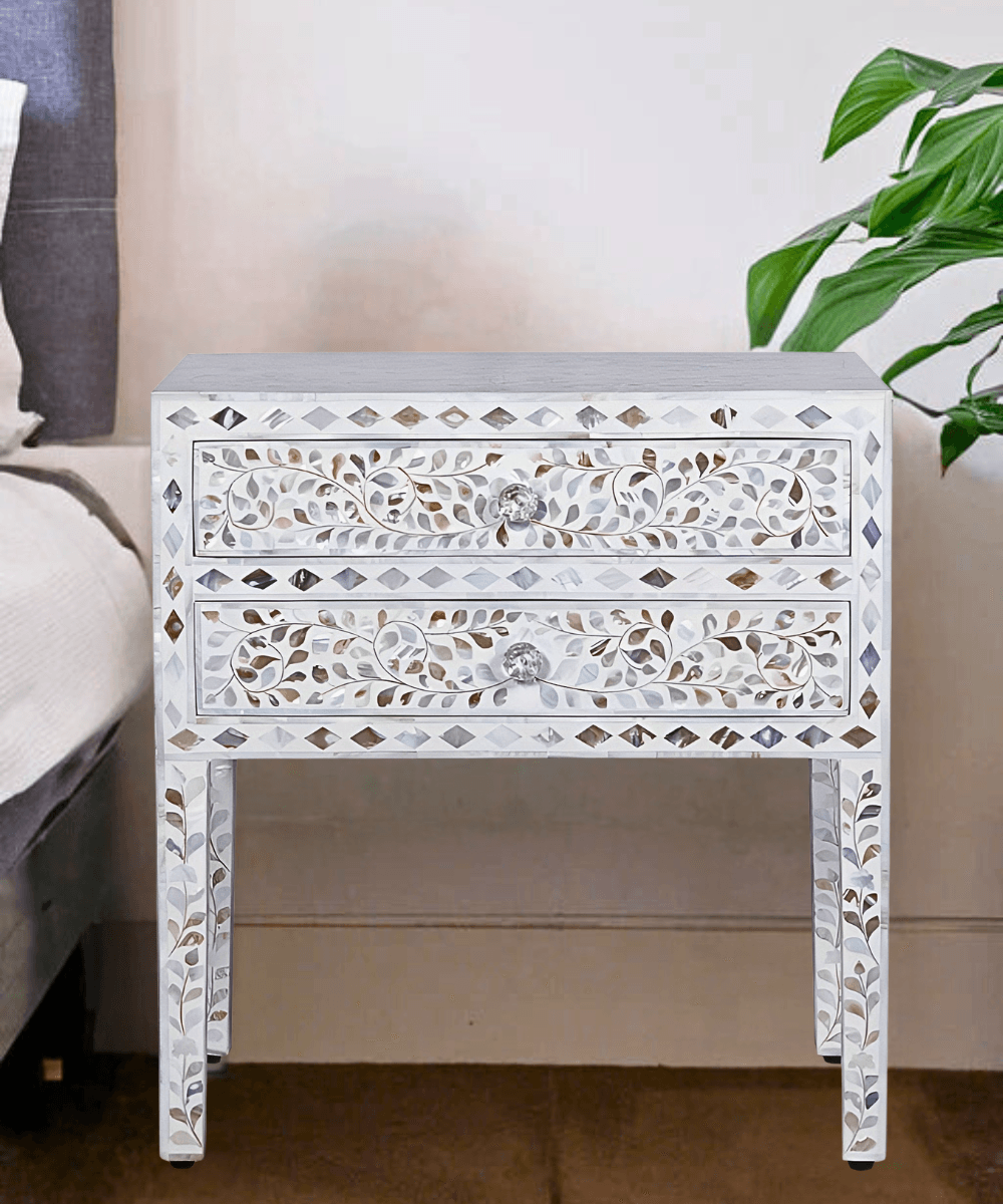 Niktan Export Mother of Pearl Bedside Table Accents - NikTan
 Export
Mother of Pearl Bedside Table with Delicate Inlay Accents