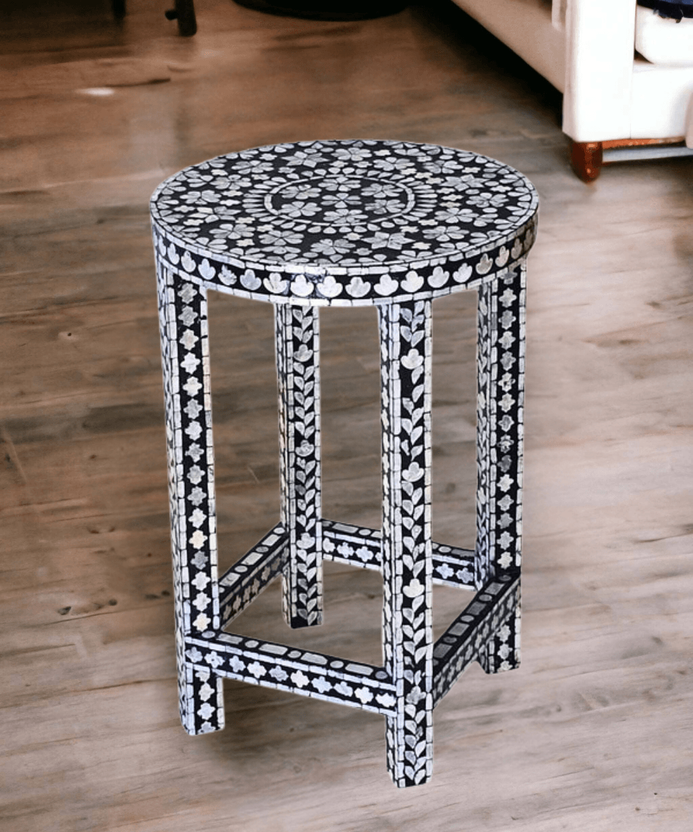 Close-up of monochrome mosaic inlay