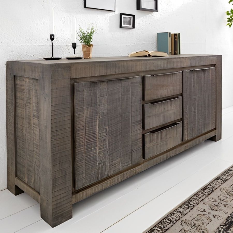 Solid sideboard IRON CRAFT 174cm Gray Mango Wood Handwork