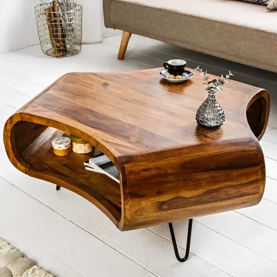 Retro Coffee Table 90cm Sheesham Rosewood Hairpin Legs