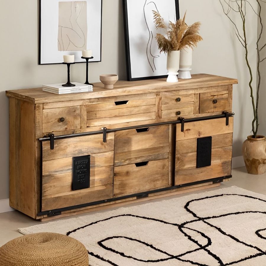 Recycled Wood Industrial Sideboard