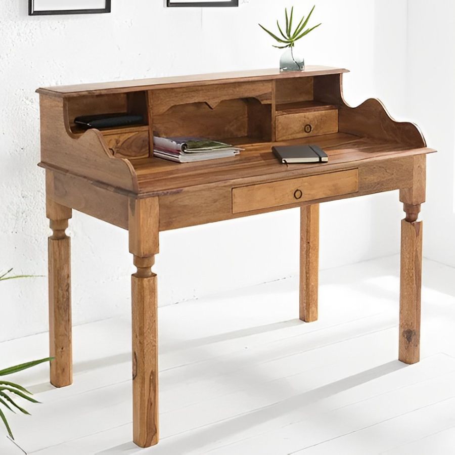 Elegant Secretary HEMINGWAY L 115cm Sheesham Solid Wood Desk - NikTan Export