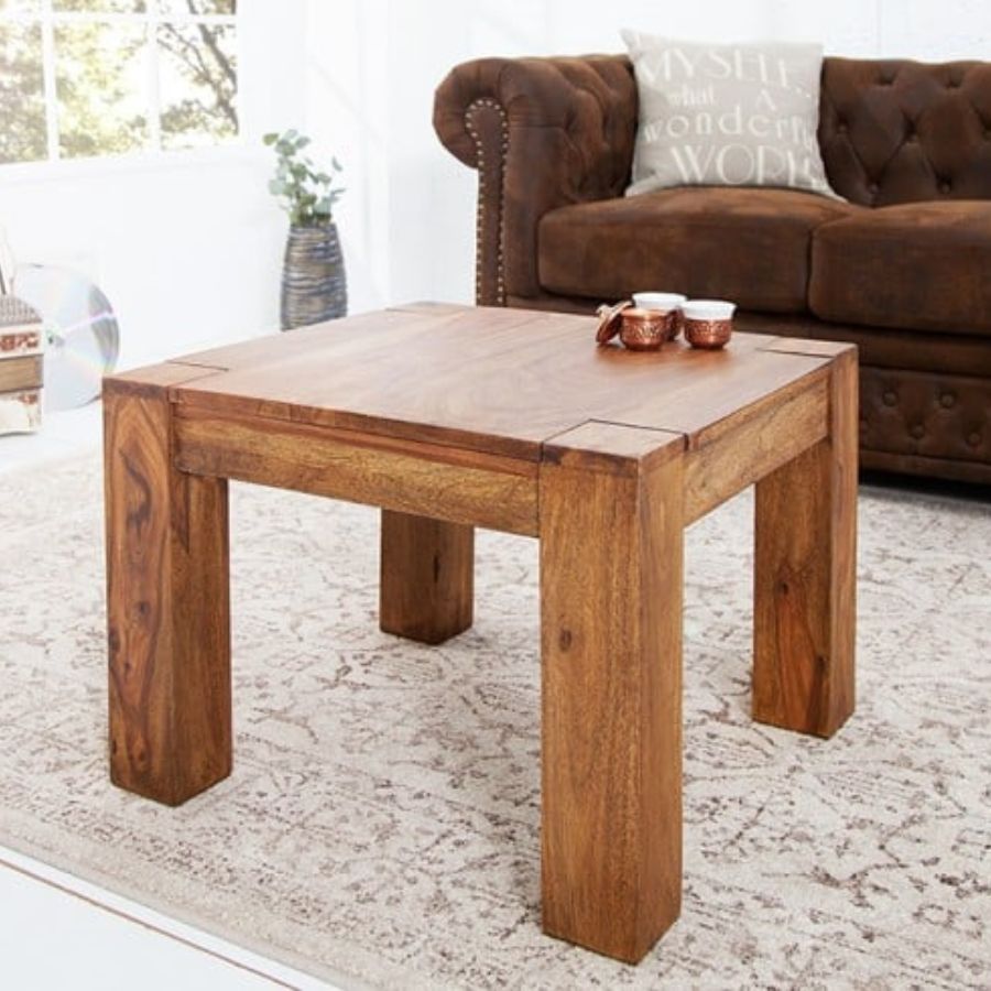 Solid Coffee Table MAKASSAR 60cm Sheesham Unique Grain