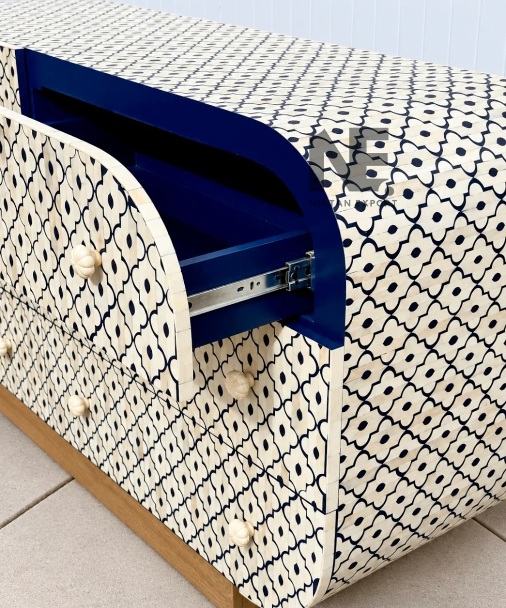 Bone Inlay 6-Drawer Dresser Geometric Pattern