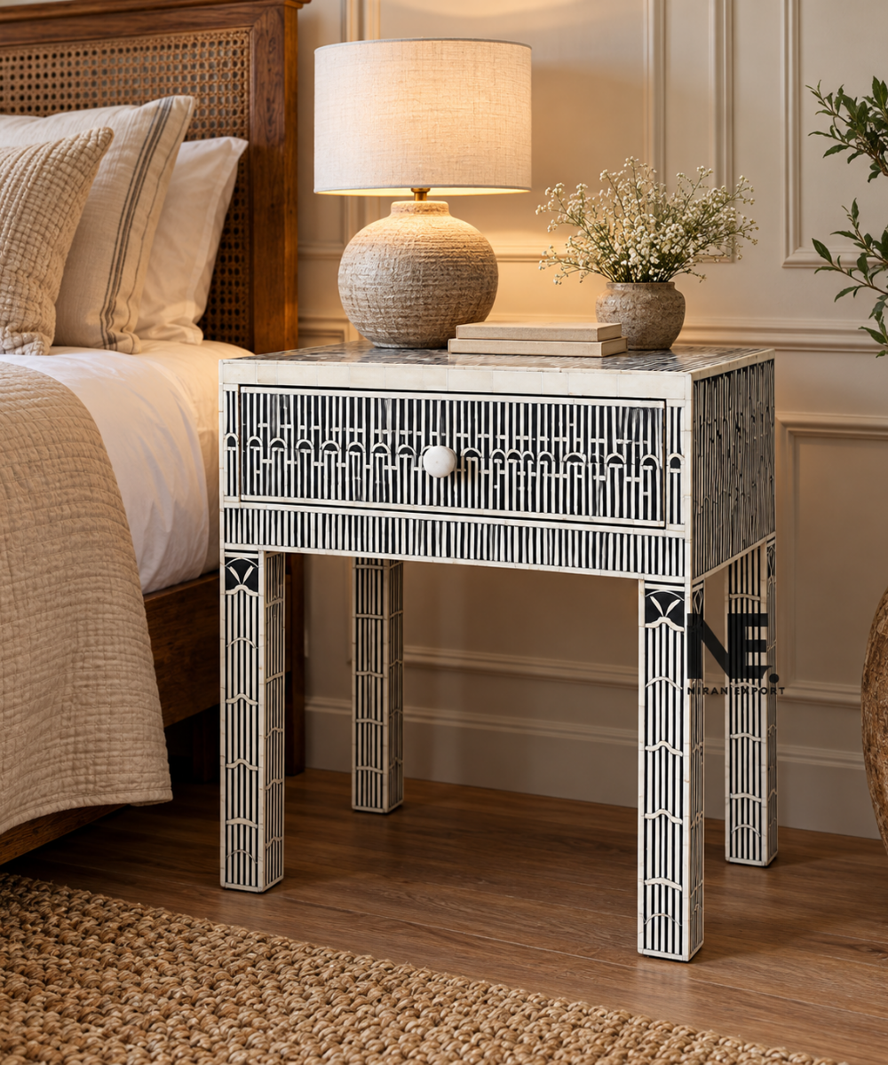 Black bone inlay side table