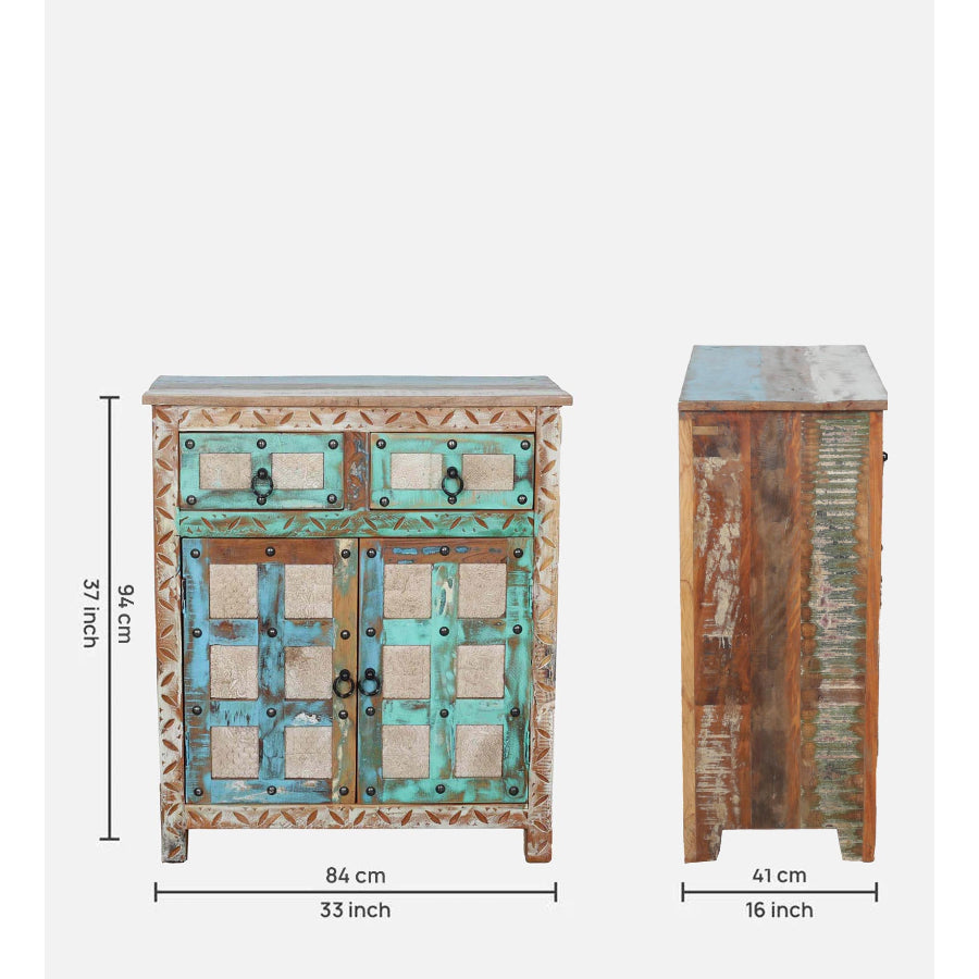 Sangariya Reclaimed Wood Cabinet In Distress Finish