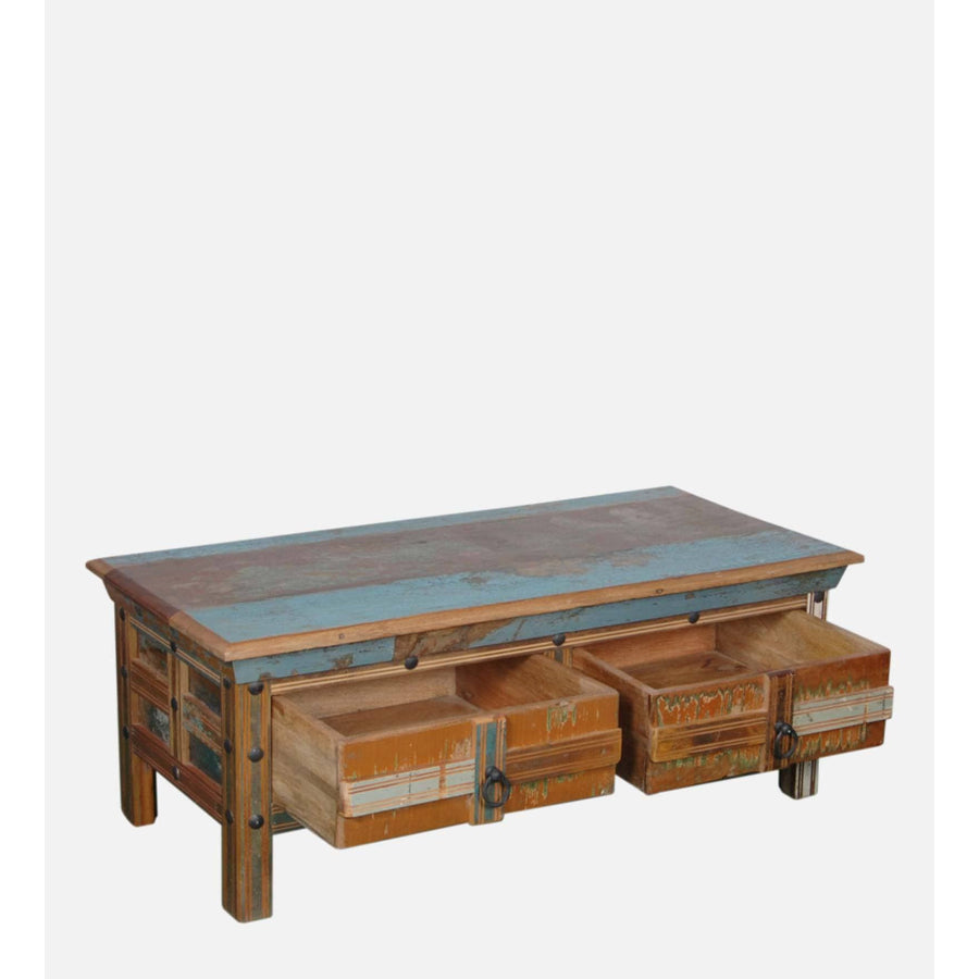 Jhalamand Reclaimed Wood Coffee Table In Distress Finish - NikTan Export