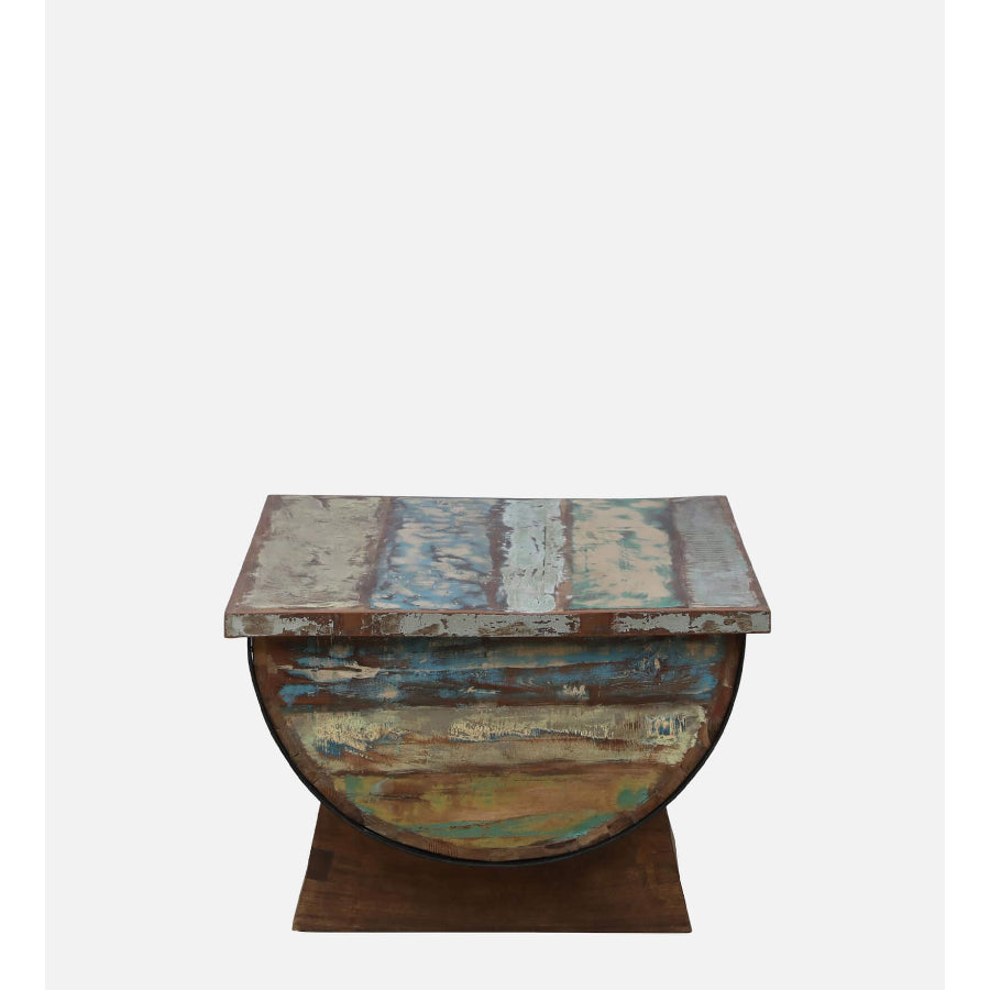 Jhalamand Barrel Storage Design Coffee Table In Distressed Finish - NikTan Export