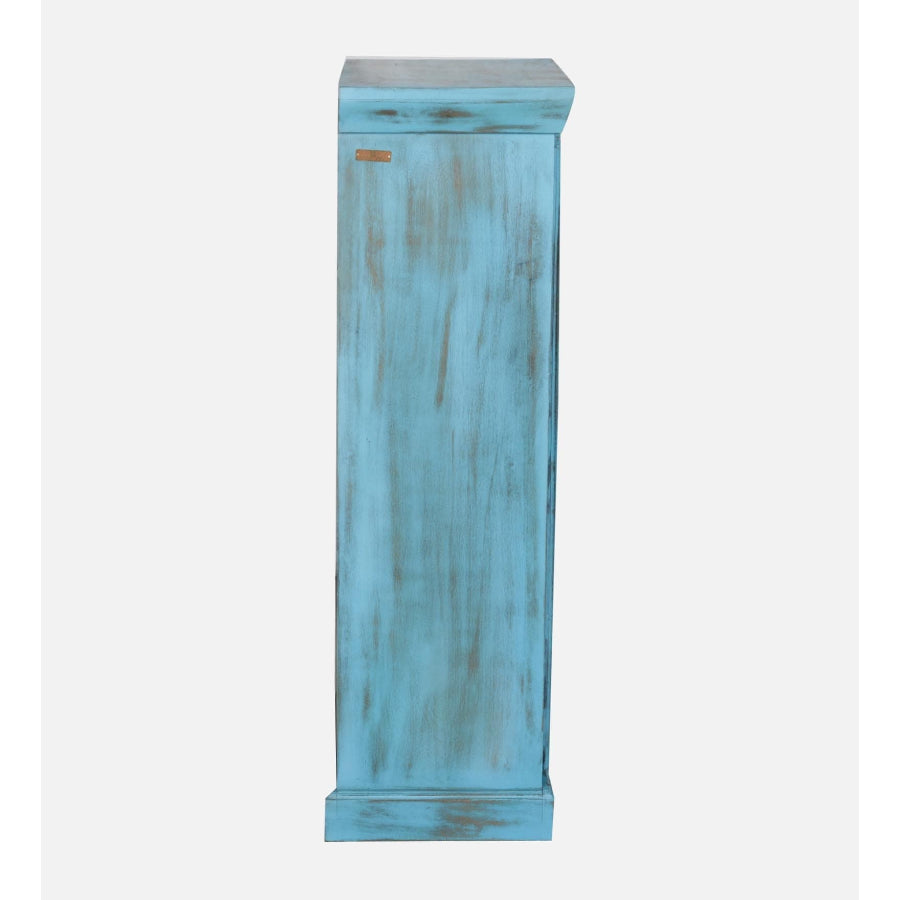 Jhalamand Solid Wood Cabinet In Blue Distress Finish