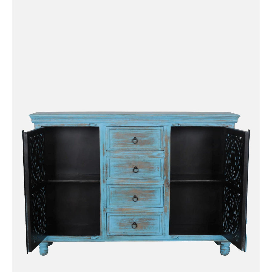 Sangariya Solid Wood Sideboard In Blue Distress Finish