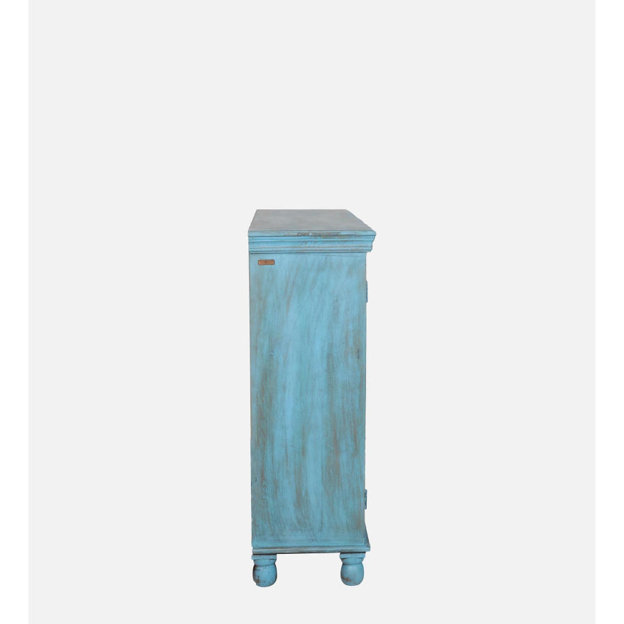 Sangariya Solid Wood Sideboard In Blue Distress Finish