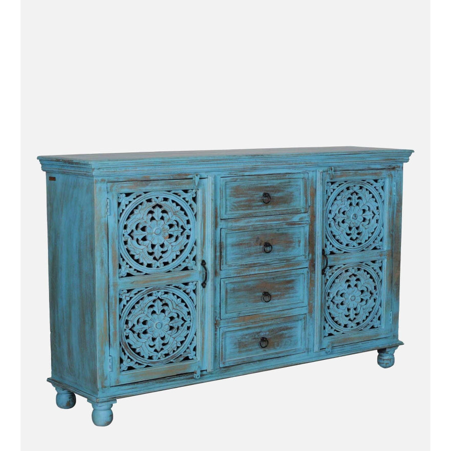 Sangariya Solid Wood Sideboard In Blue Distress Finish