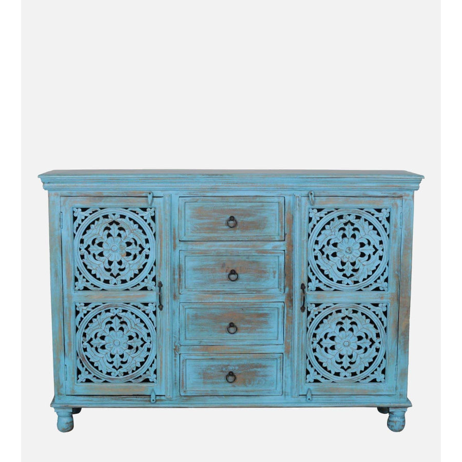 Sangariya Solid Wood Sideboard In Blue Distress Finish