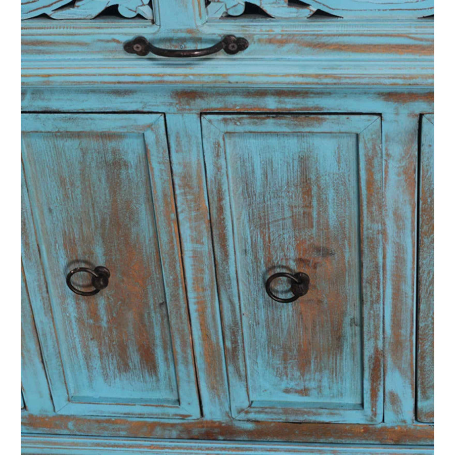 Sangariya Solid Wood Sideboard In Blue Distress Finish