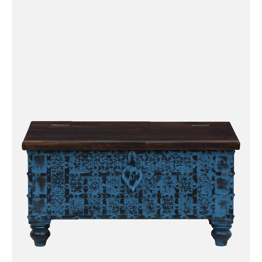 Jhalamand Recycled Wood Trunk in Blue Finish - NikTan Export