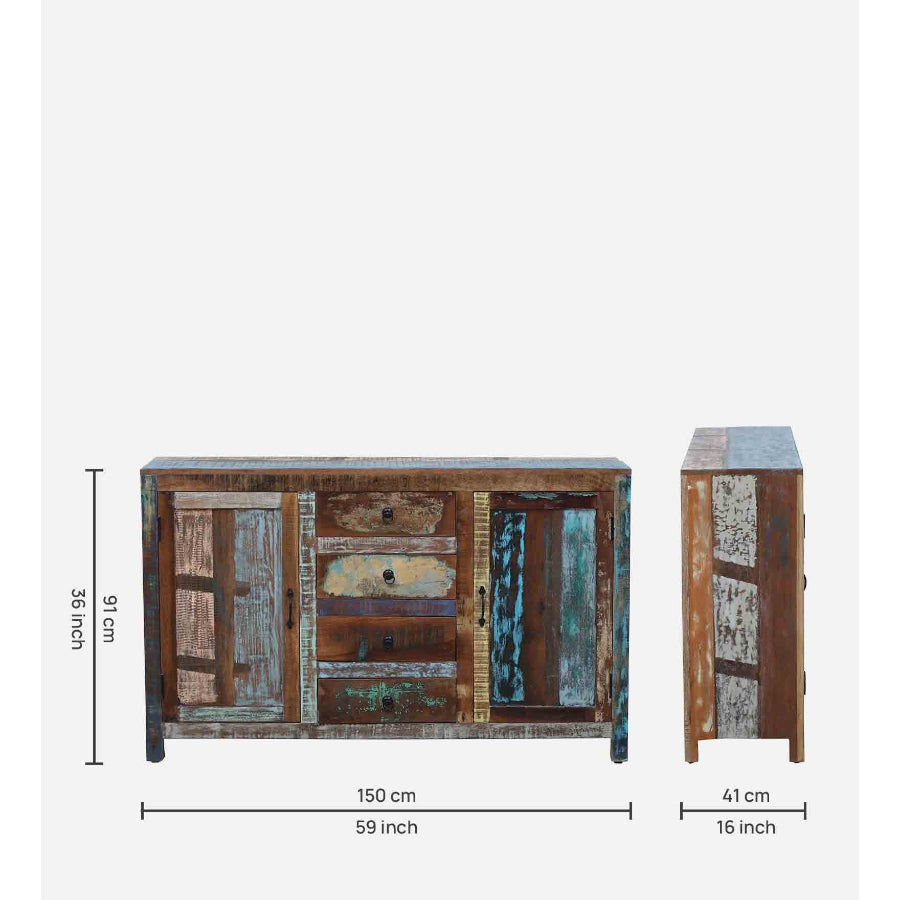 Sangariya Recycle Wood Sideboard In Distress Finish