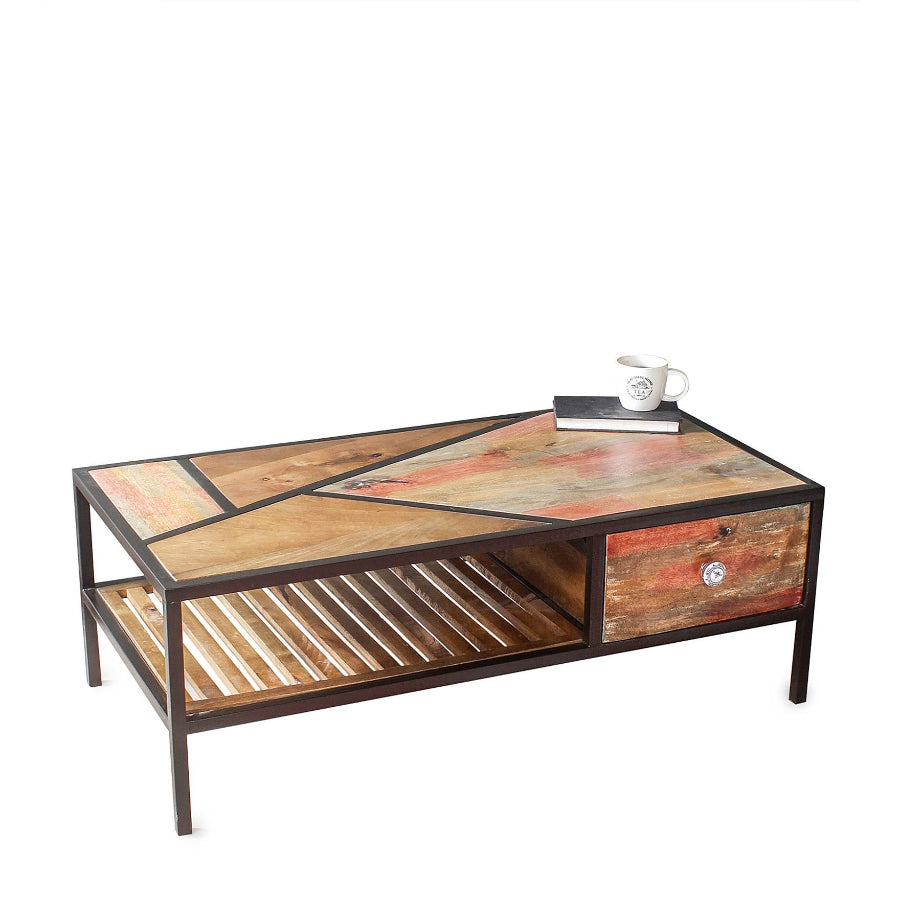 Jhalamand Vintage Large Coffee Table In Multicolour Finish