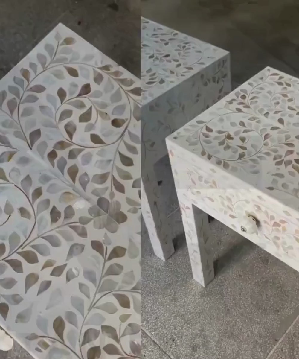 Mother of pearl bedside cabinet for bedroom