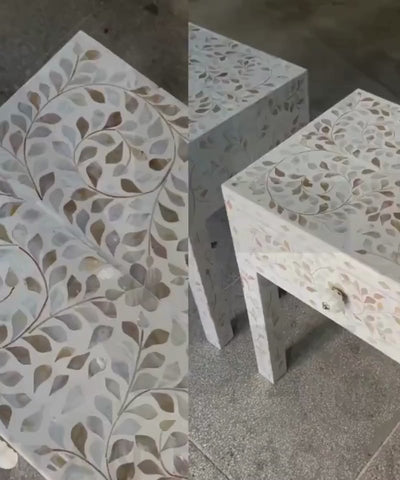 Mother of pearl bedside cabinet for bedroom