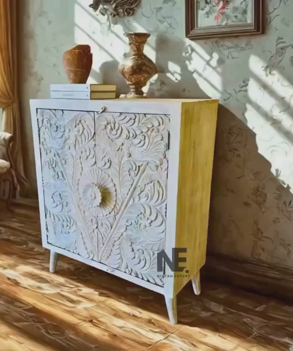 solid mango wood cabinet handmade in India