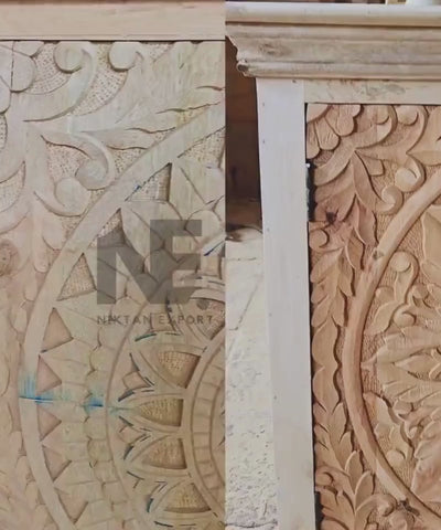 Handcrafted Indian solid wood furniture cabinet